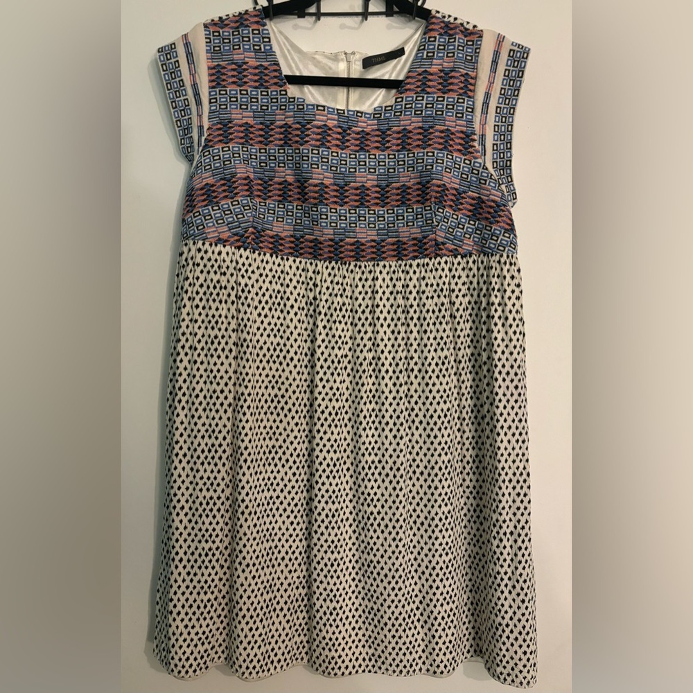 THML by Anthropologie Womens Tunic Dress Embroidered Bodice Sz Large Office Boho